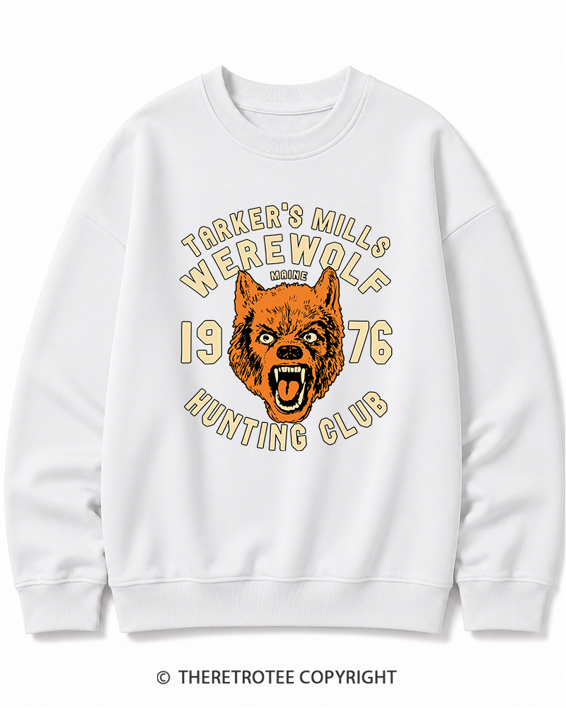 TheRetroTee Tarker's Mills Werewolf Hunting Club 1960s Halloween Halloween Cotton Sweatshirt
