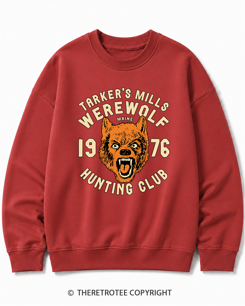 TheRetroTee Tarker's Mills Werewolf Hunting Club 1960s Halloween Halloween Cotton Sweatshirt