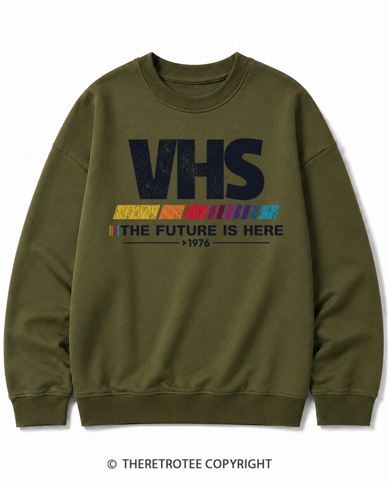 TheRetroTee The Future Is Here 1970s Halloween Cotton Sweatshirt