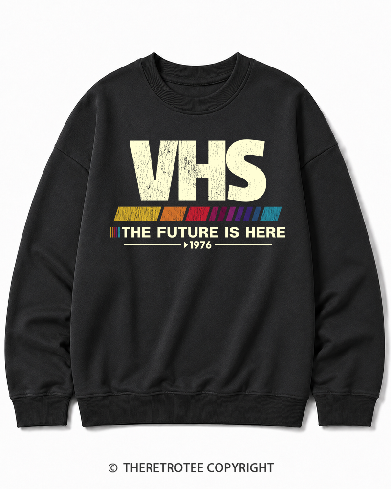 TheRetroTee The Future Is Here 1970s Halloween Cotton Sweatshirt