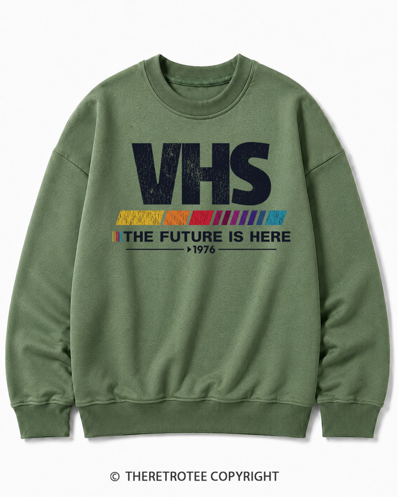 TheRetroTee The Future Is Here 1970s Halloween Cotton Sweatshirt