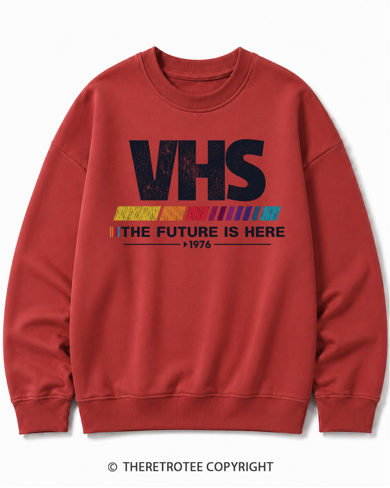 TheRetroTee The Future Is Here 1970s Halloween Cotton Sweatshirt
