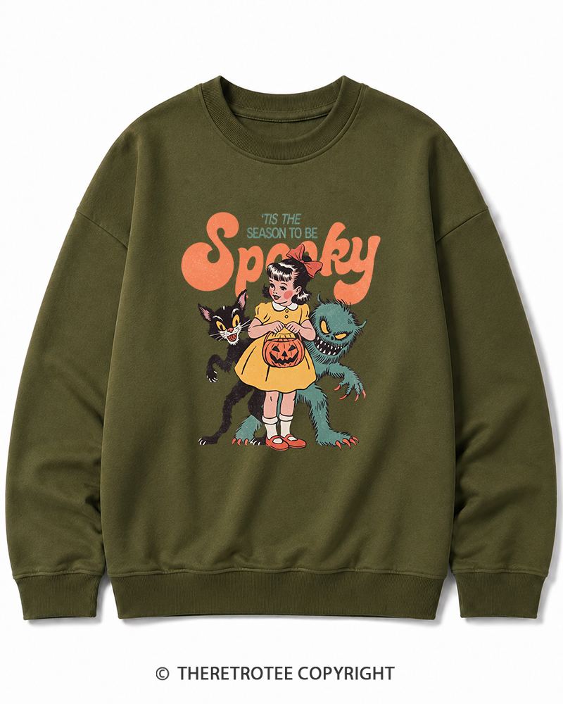 TheRetroTee Tis The Season To Be Spooky Halloween 1950s Halloween Cotton Sweatshirt