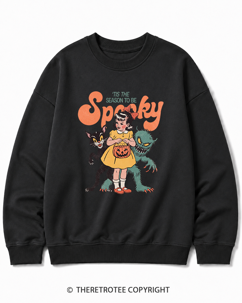 TheRetroTee Tis The Season To Be Spooky Halloween 1950s Halloween Cotton Sweatshirt