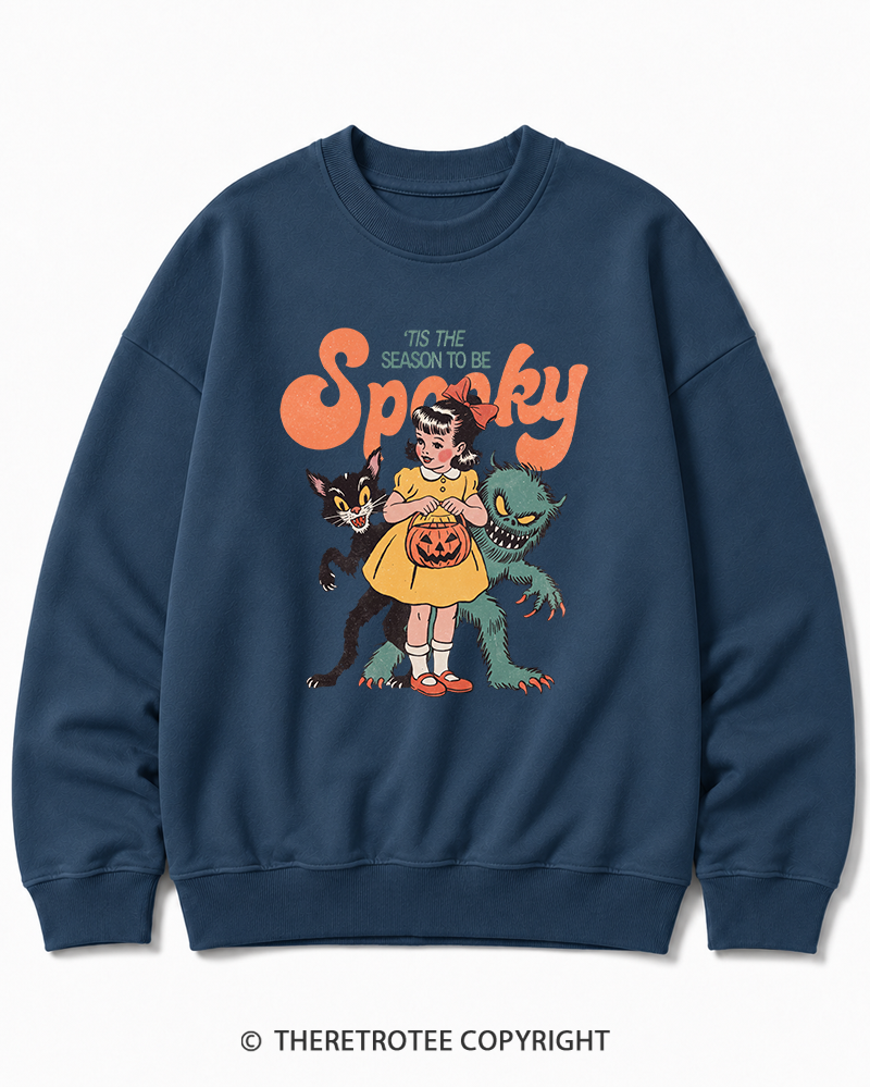 TheRetroTee Tis The Season To Be Spooky Halloween 1950s Halloween Cotton Sweatshirt