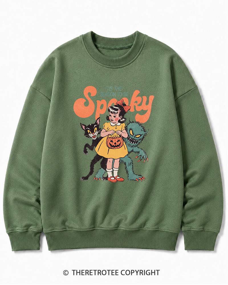 TheRetroTee Tis The Season To Be Spooky Halloween 1950s Halloween Cotton Sweatshirt