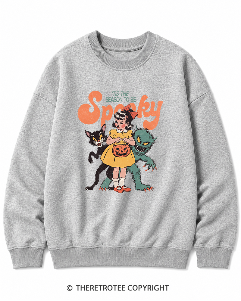 TheRetroTee Tis The Season To Be Spooky Halloween 1950s Halloween Cotton Sweatshirt