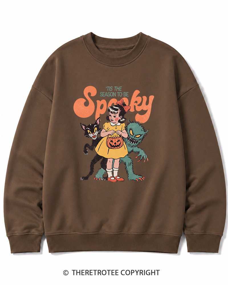 TheRetroTee Tis The Season To Be Spooky Halloween 1950s Halloween Cotton Sweatshirt