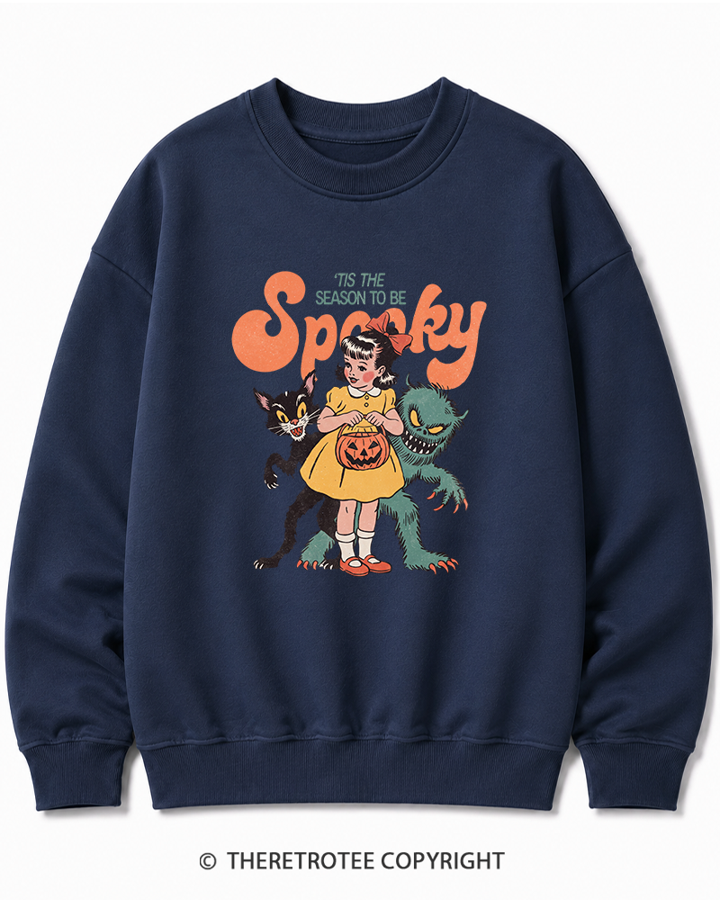 TheRetroTee Tis The Season To Be Spooky Halloween 1950s Halloween Cotton Sweatshirt