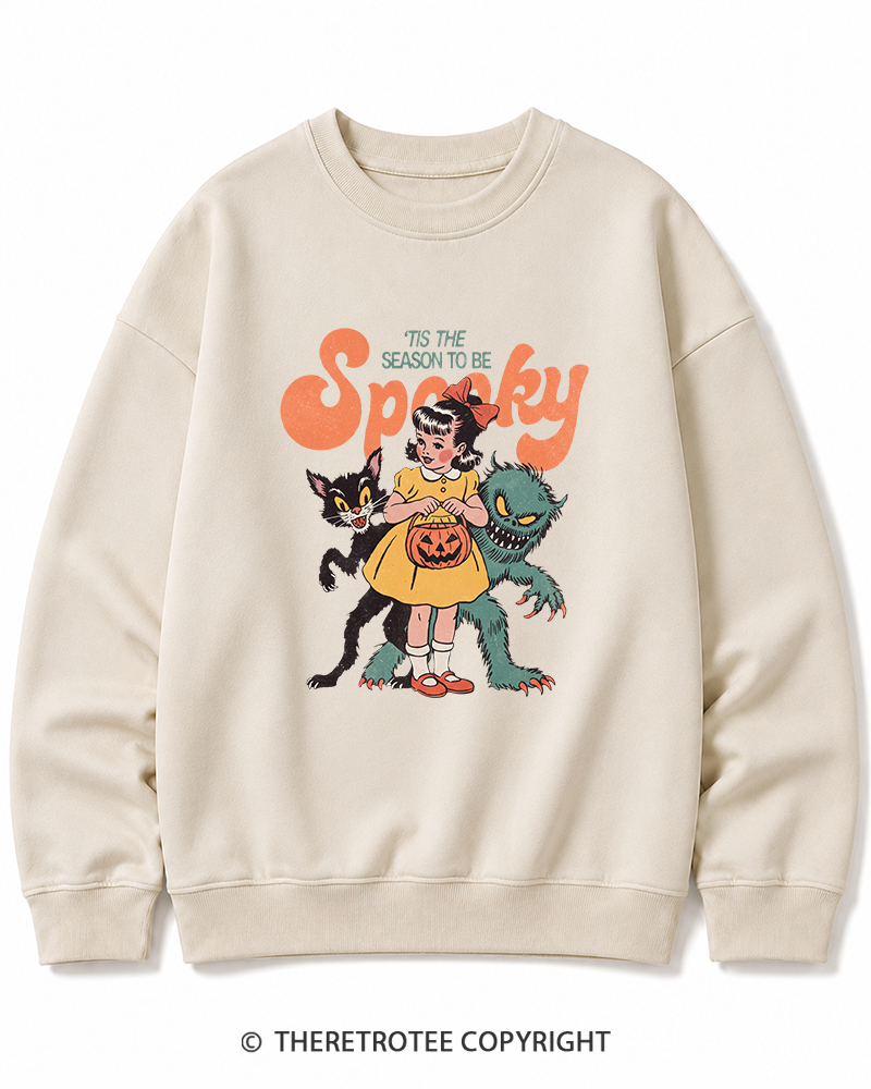TheRetroTee Tis The Season To Be Spooky Halloween 1950s Halloween Cotton Sweatshirt