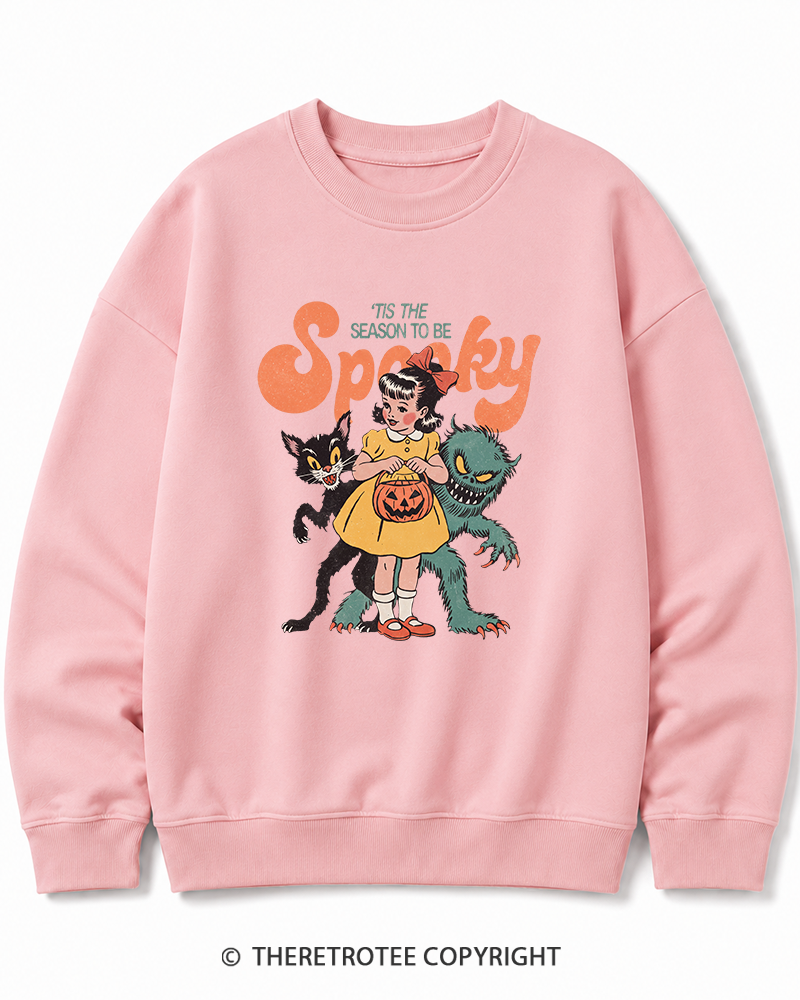TheRetroTee Tis The Season To Be Spooky Halloween 1950s Halloween Cotton Sweatshirt