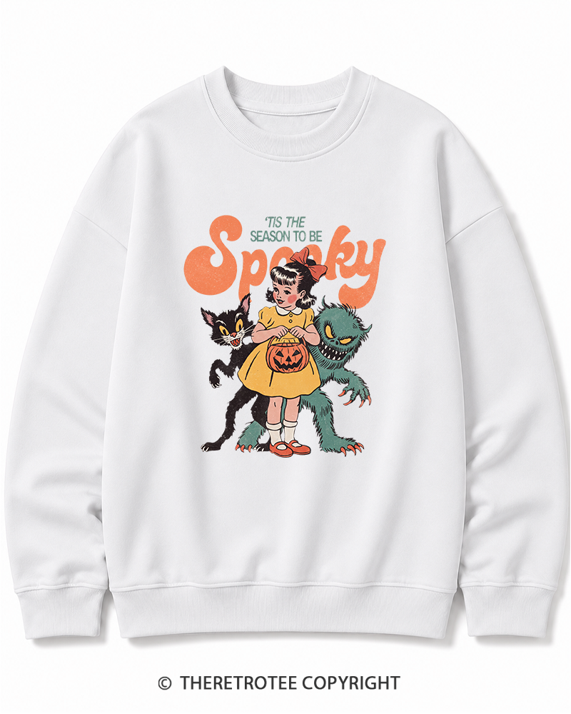 TheRetroTee Tis The Season To Be Spooky Halloween 1950s Halloween Cotton Sweatshirt
