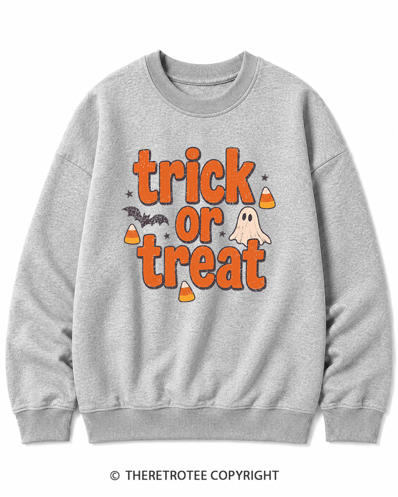 TheRetroTee Trick Or Treat 1940s Halloween Cotton Sweatshirt