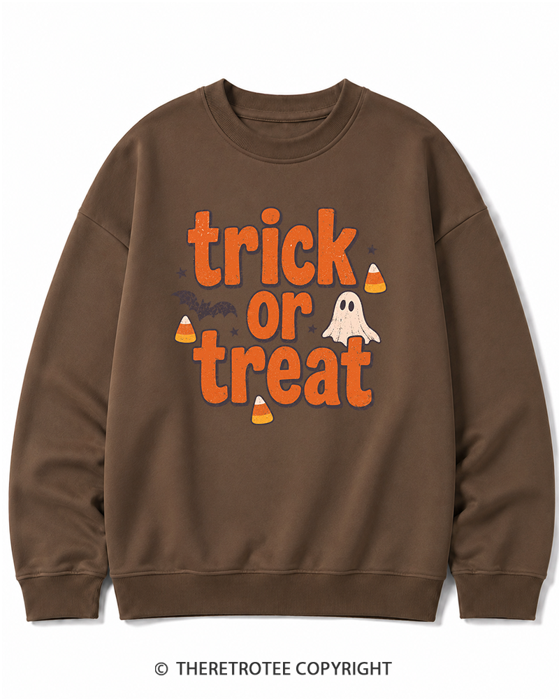 TheRetroTee Trick Or Treat 1940s Halloween Cotton Sweatshirt