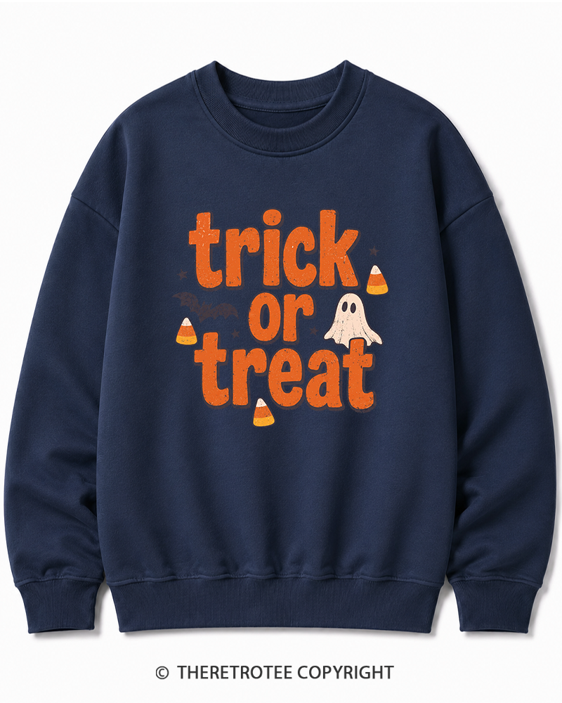 TheRetroTee Trick Or Treat 1940s Halloween Cotton Sweatshirt
