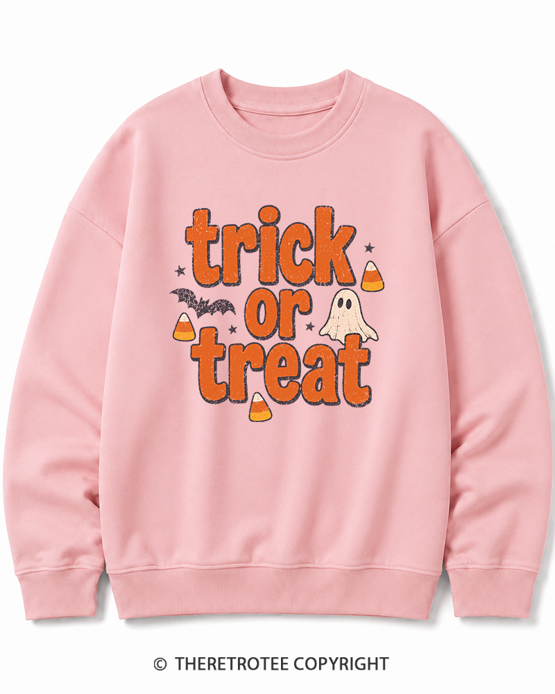 TheRetroTee Trick Or Treat 1940s Halloween Cotton Sweatshirt