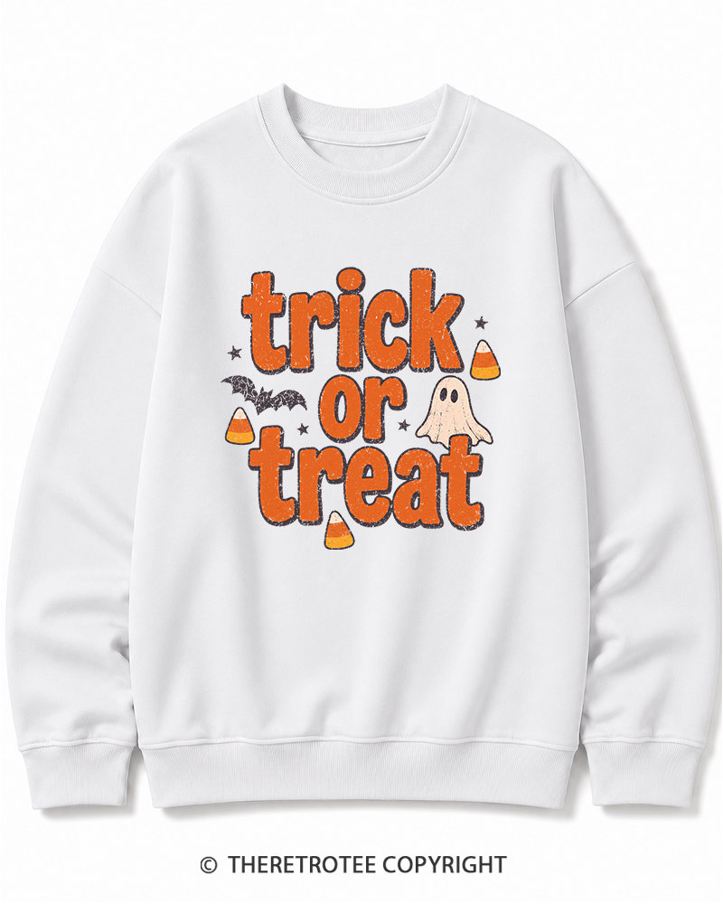TheRetroTee Trick Or Treat 1940s Halloween Cotton Sweatshirt