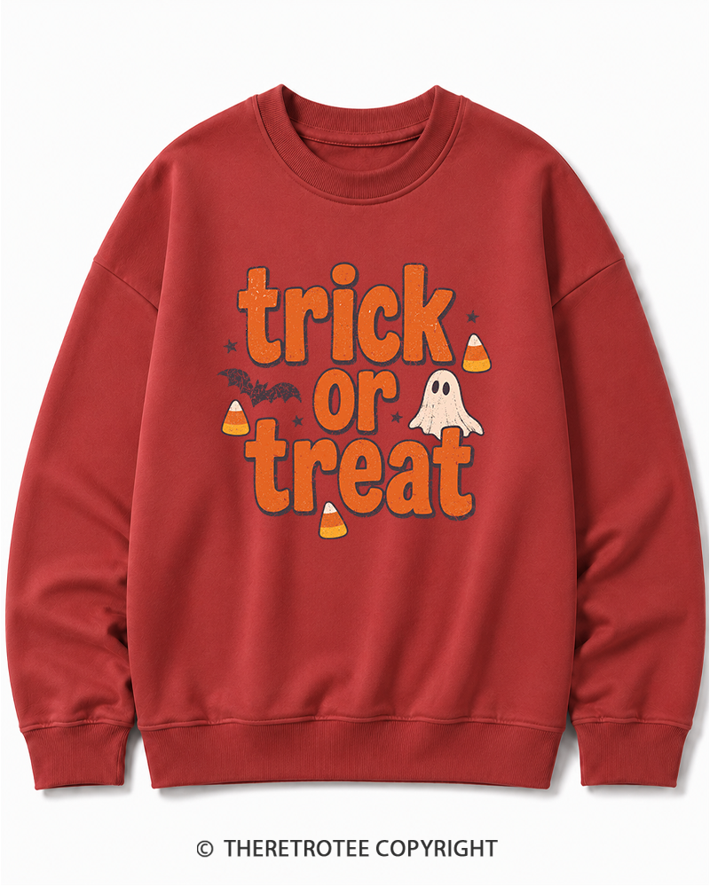 TheRetroTee Trick Or Treat 1940s Halloween Cotton Sweatshirt