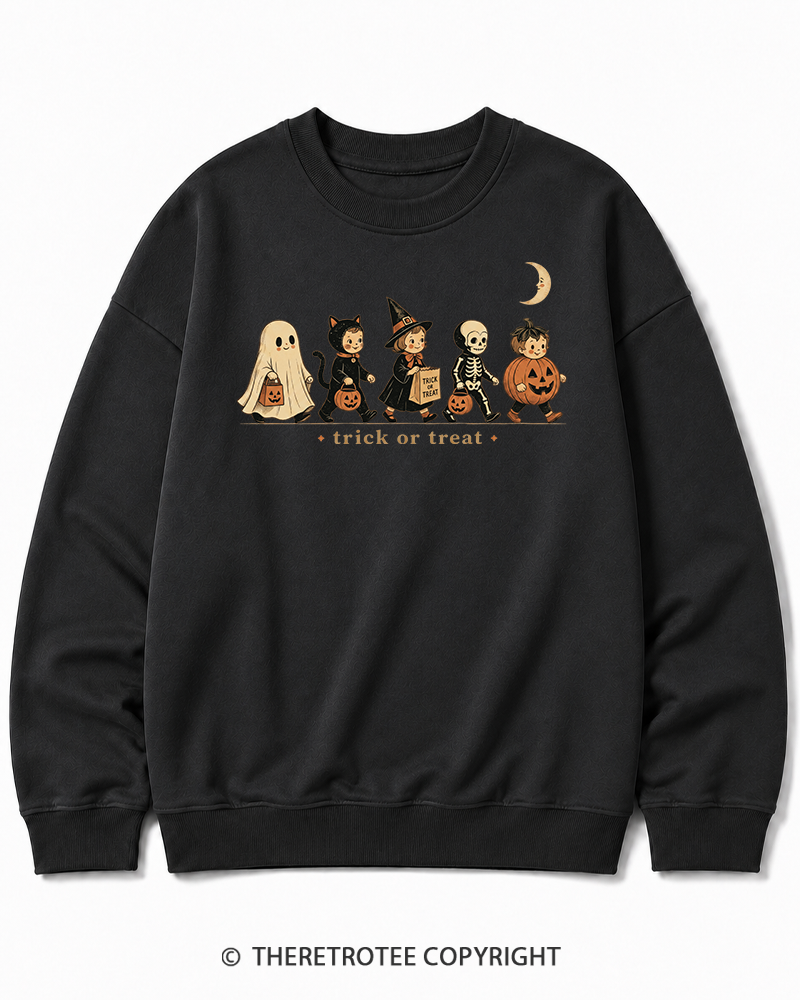TheRetroTee Trick Or Treat 1950s Halloween Cotton Sweatshirt