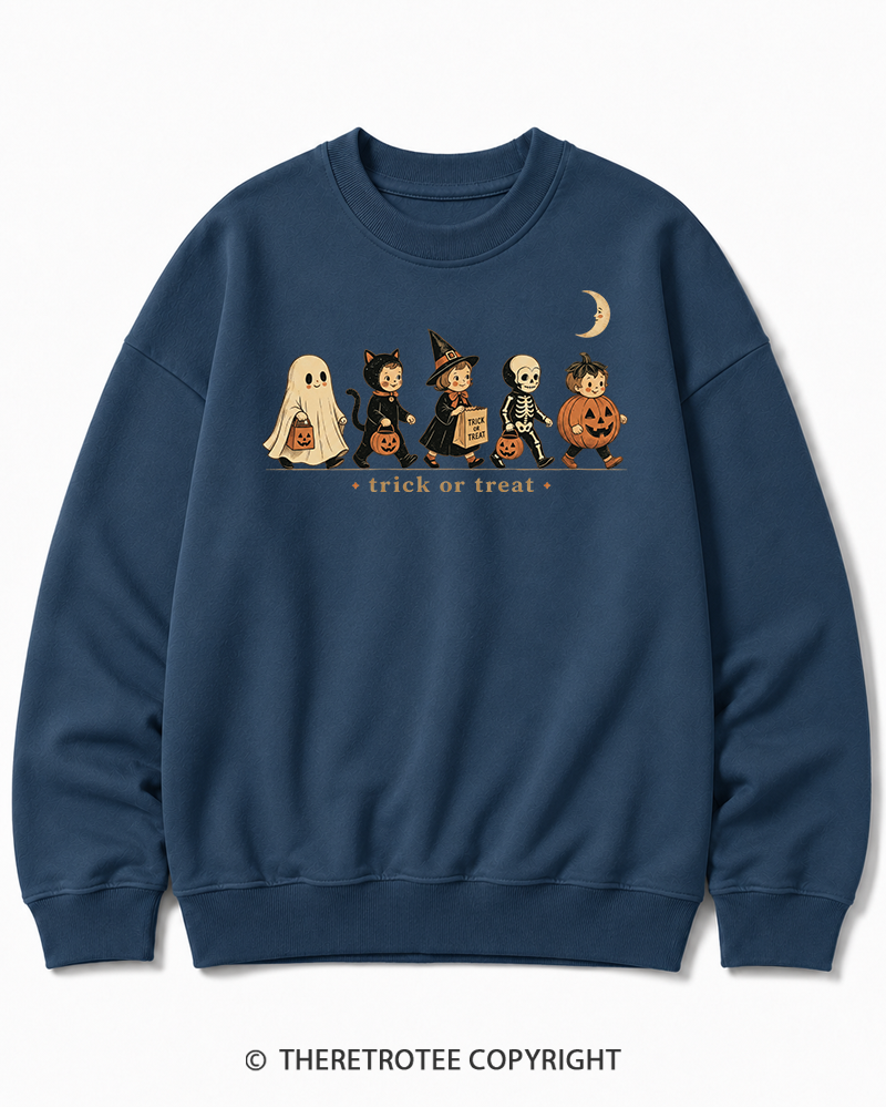 TheRetroTee Trick Or Treat 1950s Halloween Cotton Sweatshirt