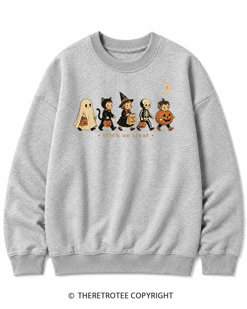 TheRetroTee Trick Or Treat 1950s Halloween Cotton Sweatshirt