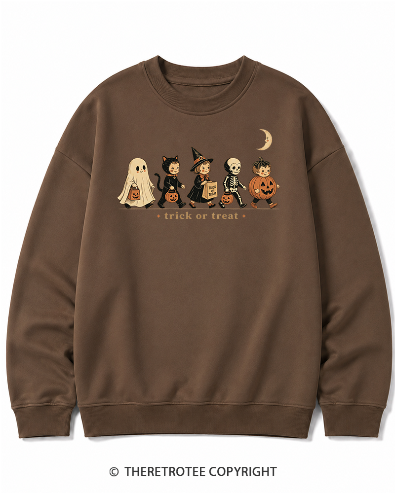 TheRetroTee Trick Or Treat 1950s Halloween Cotton Sweatshirt