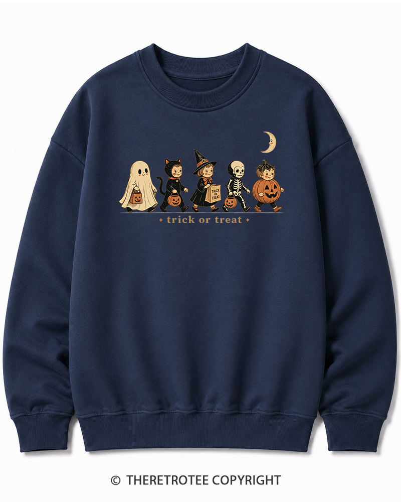 TheRetroTee Trick Or Treat 1950s Halloween Cotton Sweatshirt
