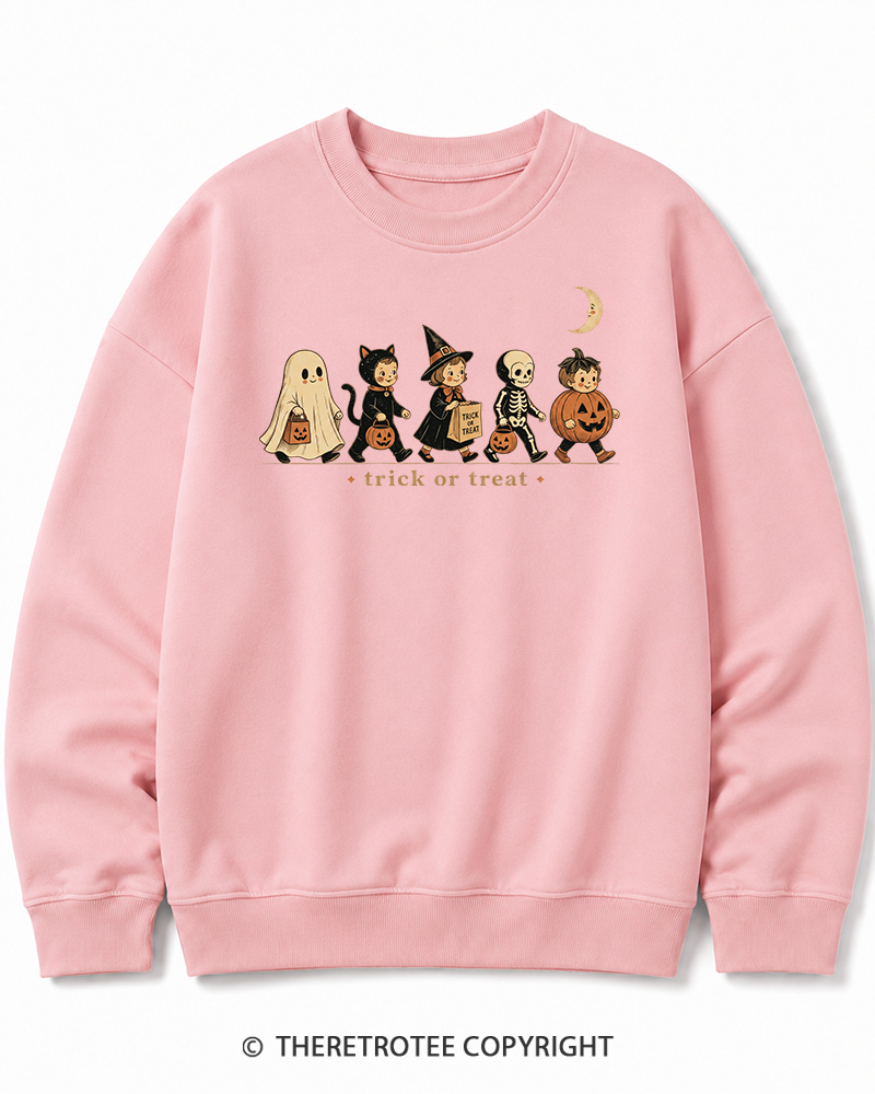TheRetroTee Trick Or Treat 1950s Halloween Cotton Sweatshirt