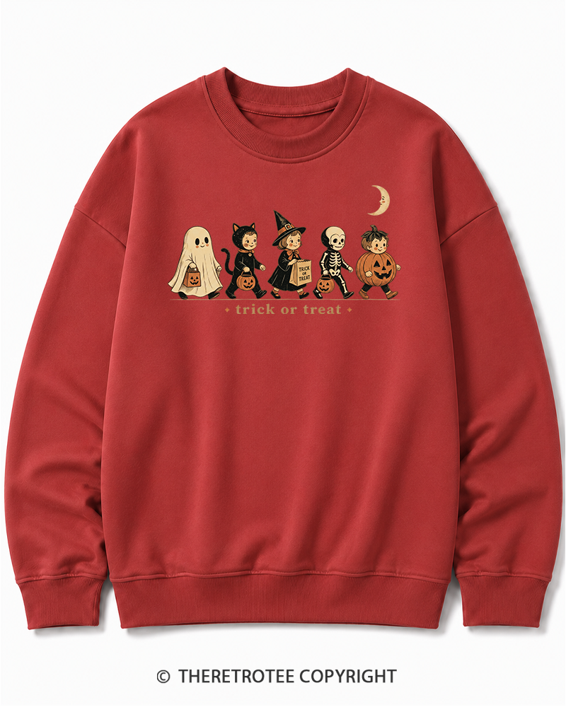 TheRetroTee Trick Or Treat 1950s Halloween Cotton Sweatshirt