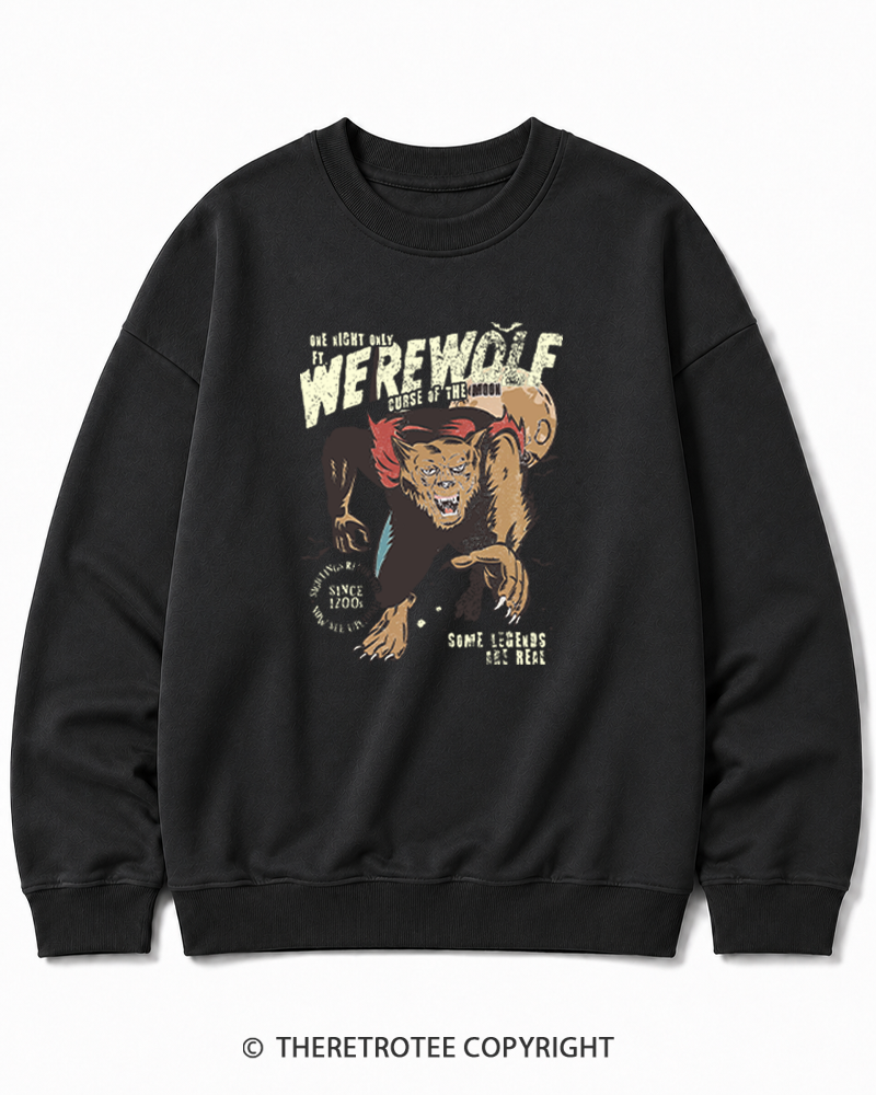 TheRetroTee Werewolf 1970s Halloween Halloween Cotton Sweatshirt