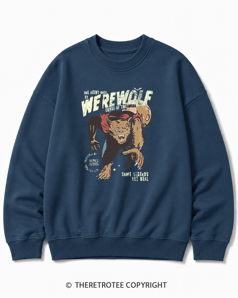 TheRetroTee Werewolf 1970s Halloween Halloween Cotton Sweatshirt