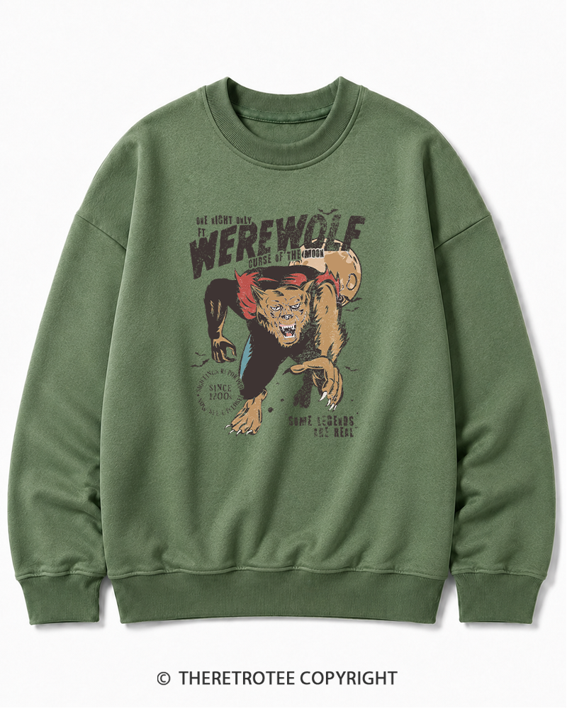 TheRetroTee Werewolf 1970s Halloween Halloween Cotton Sweatshirt