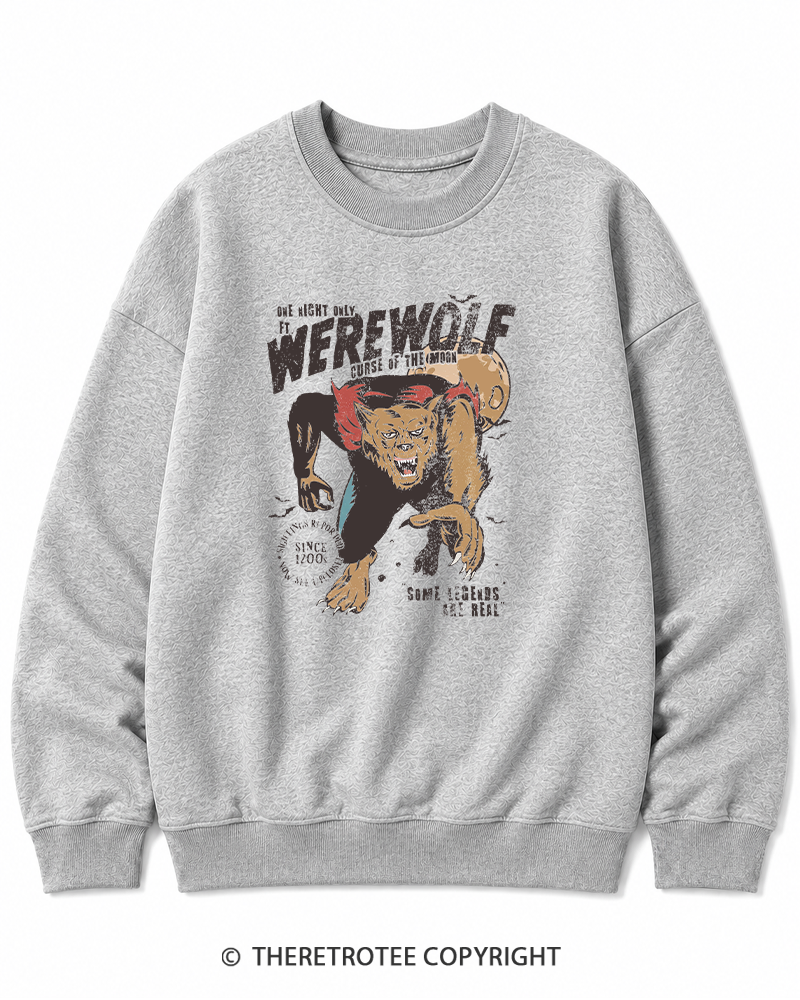 TheRetroTee Werewolf 1970s Halloween Halloween Cotton Sweatshirt