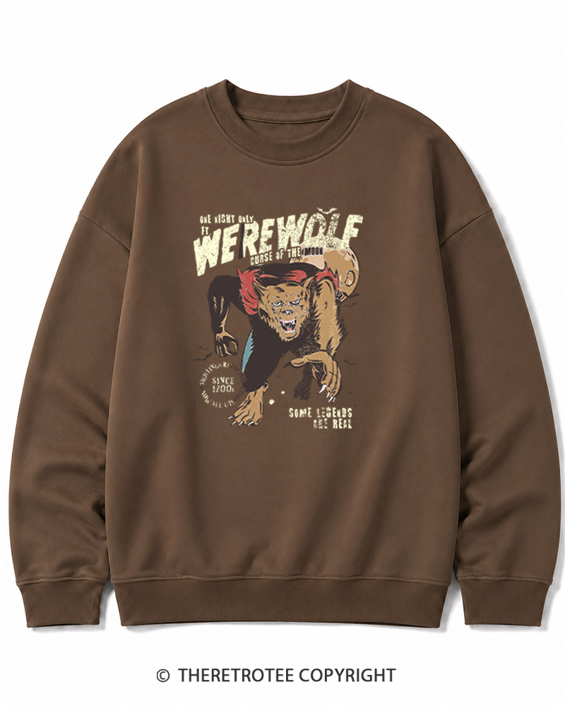 TheRetroTee Werewolf 1970s Halloween Halloween Cotton Sweatshirt