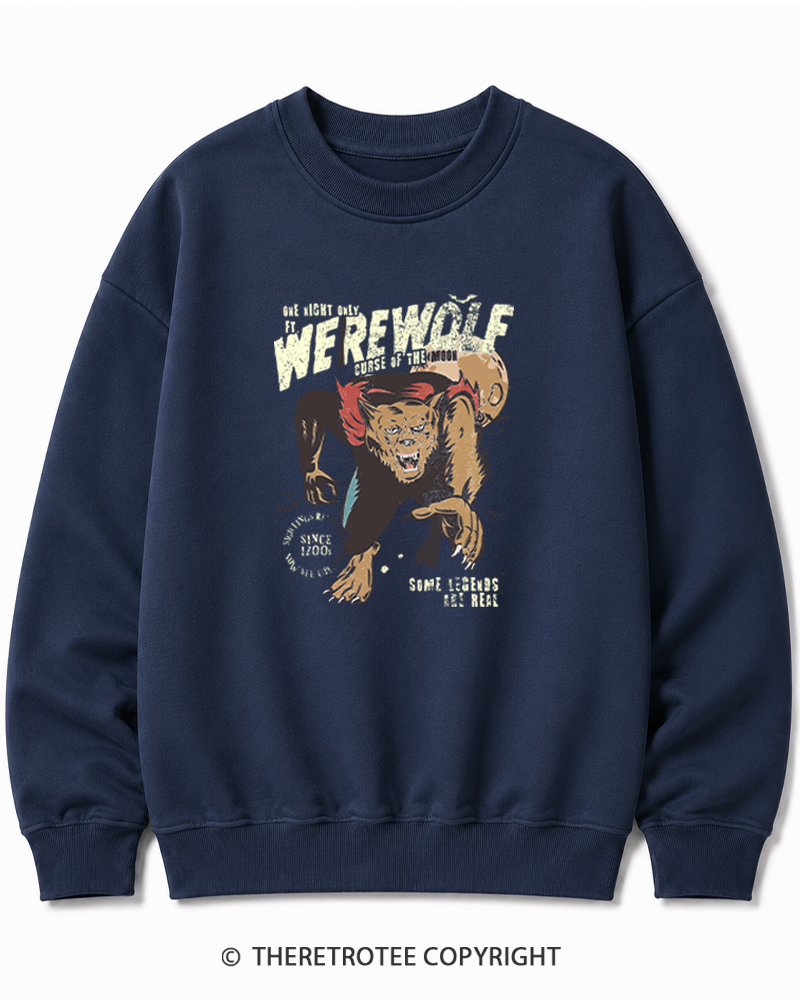 TheRetroTee Werewolf 1970s Halloween Halloween Cotton Sweatshirt