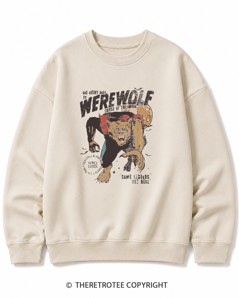 TheRetroTee Werewolf 1970s Halloween Halloween Cotton Sweatshirt