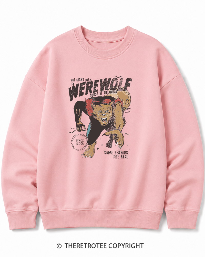 TheRetroTee Werewolf 1970s Halloween Halloween Cotton Sweatshirt