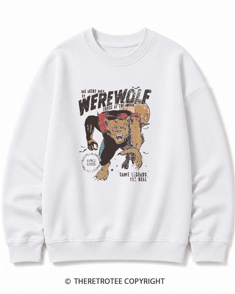 TheRetroTee Werewolf 1970s Halloween Halloween Cotton Sweatshirt