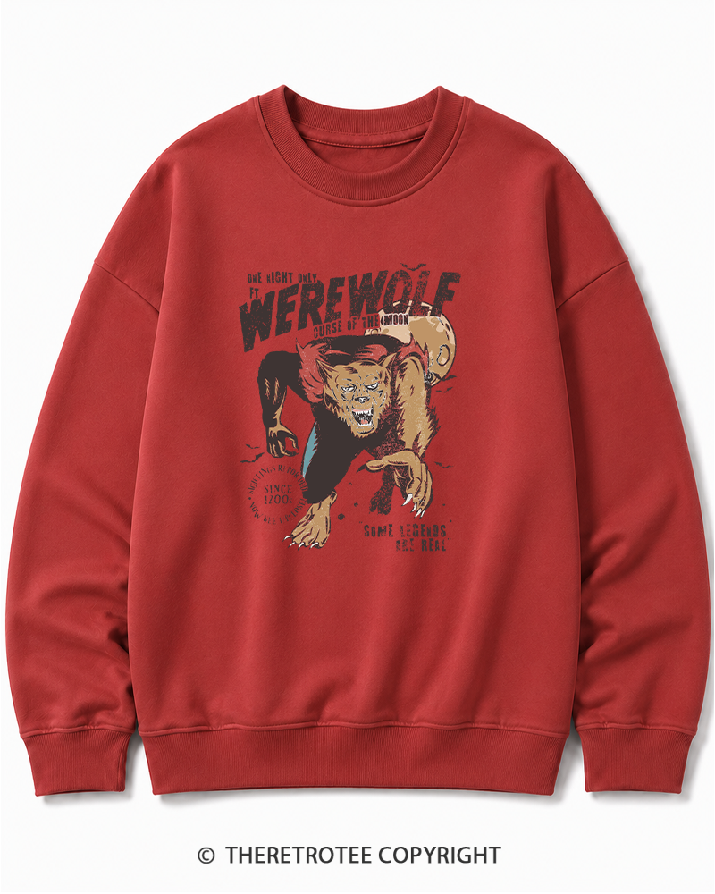 TheRetroTee Werewolf 1970s Halloween Halloween Cotton Sweatshirt