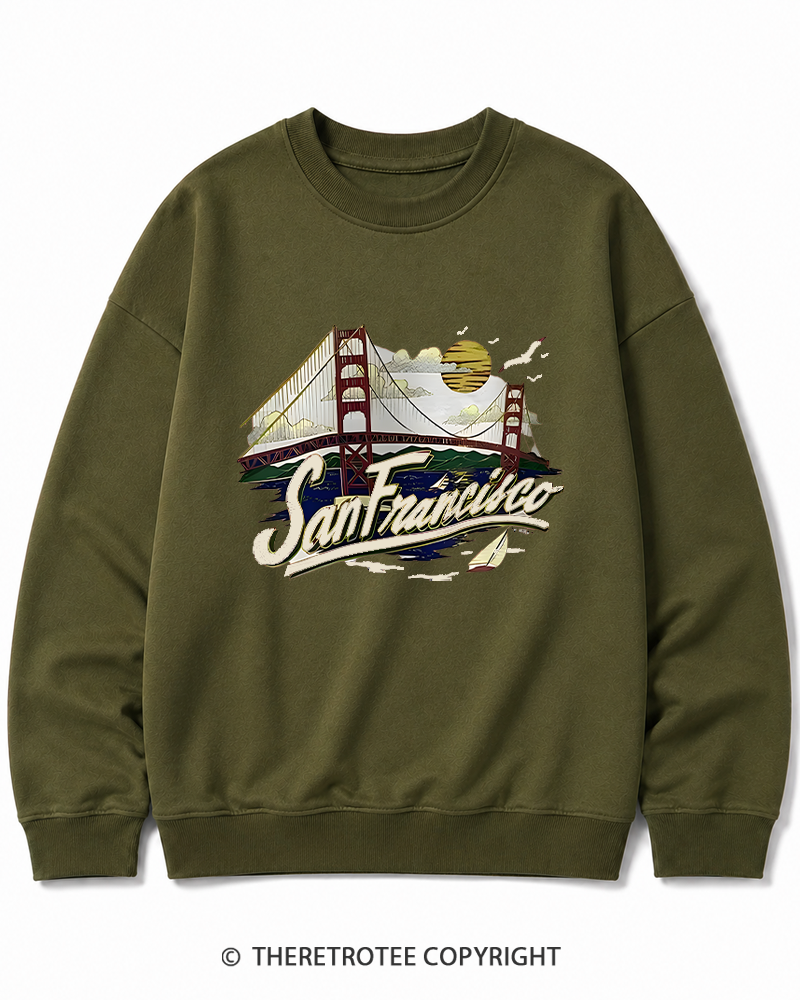 TheRetroTee Golden Gate Bridge 1980s Cotton Sweatshirt