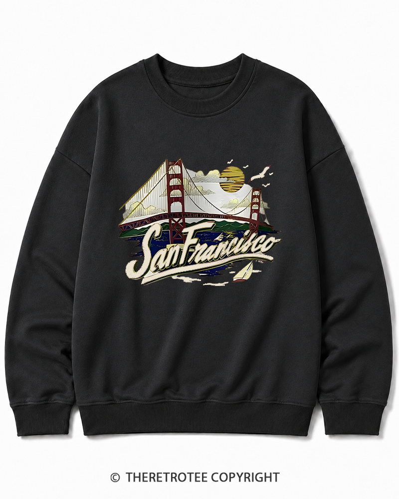 TheRetroTee Golden Gate Bridge 1980s Cotton Sweatshirt