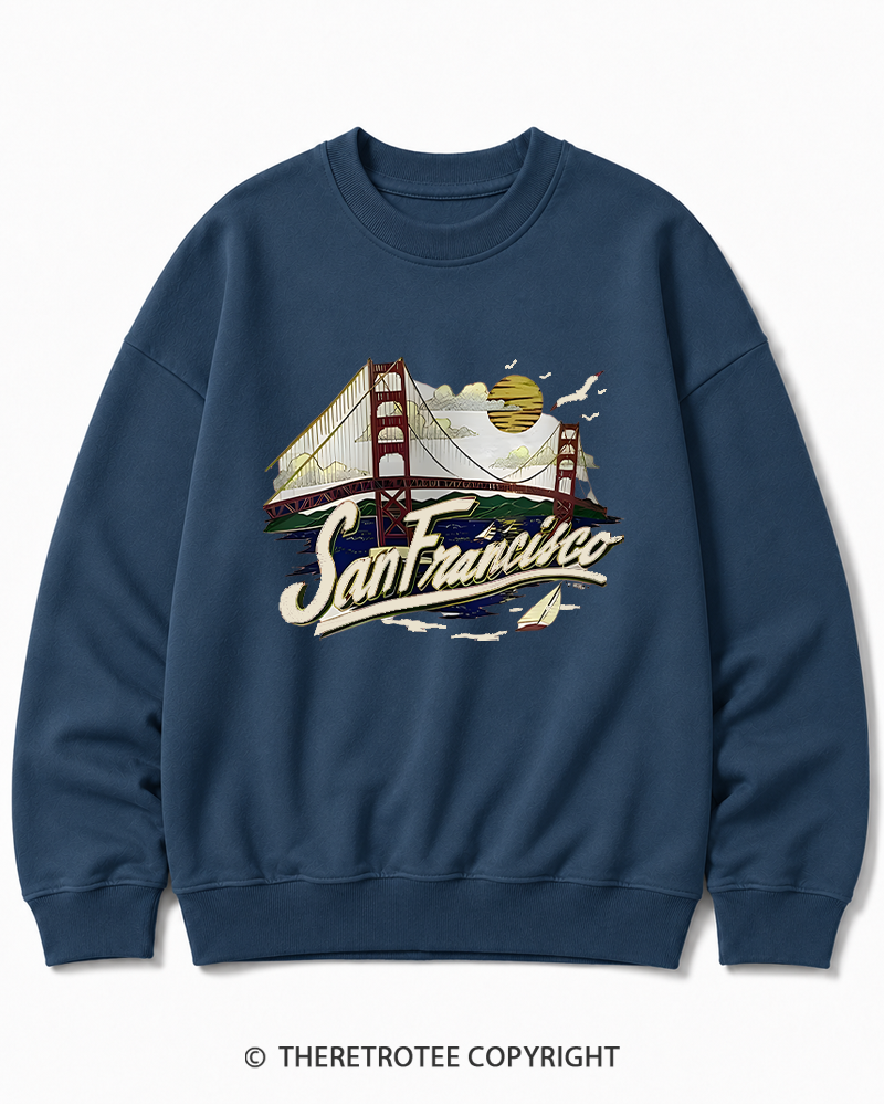 TheRetroTee Golden Gate Bridge 1980s Cotton Sweatshirt