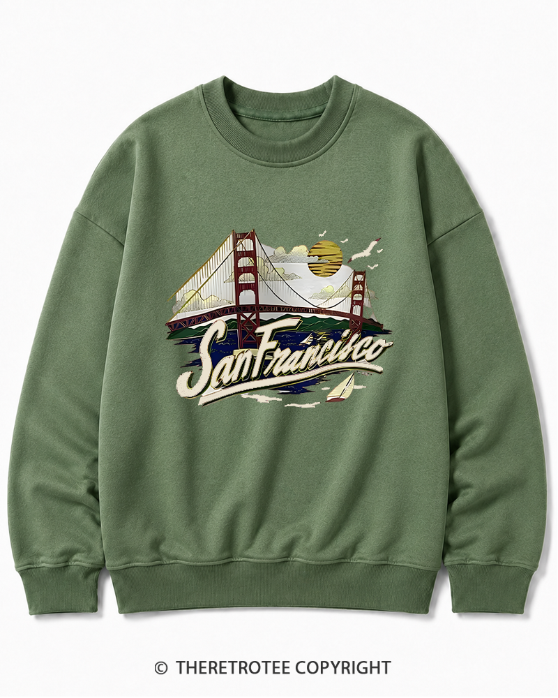 TheRetroTee Golden Gate Bridge 1980s Cotton Sweatshirt