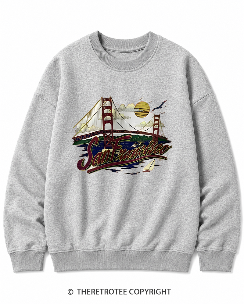 TheRetroTee Golden Gate Bridge 1980s Cotton Sweatshirt