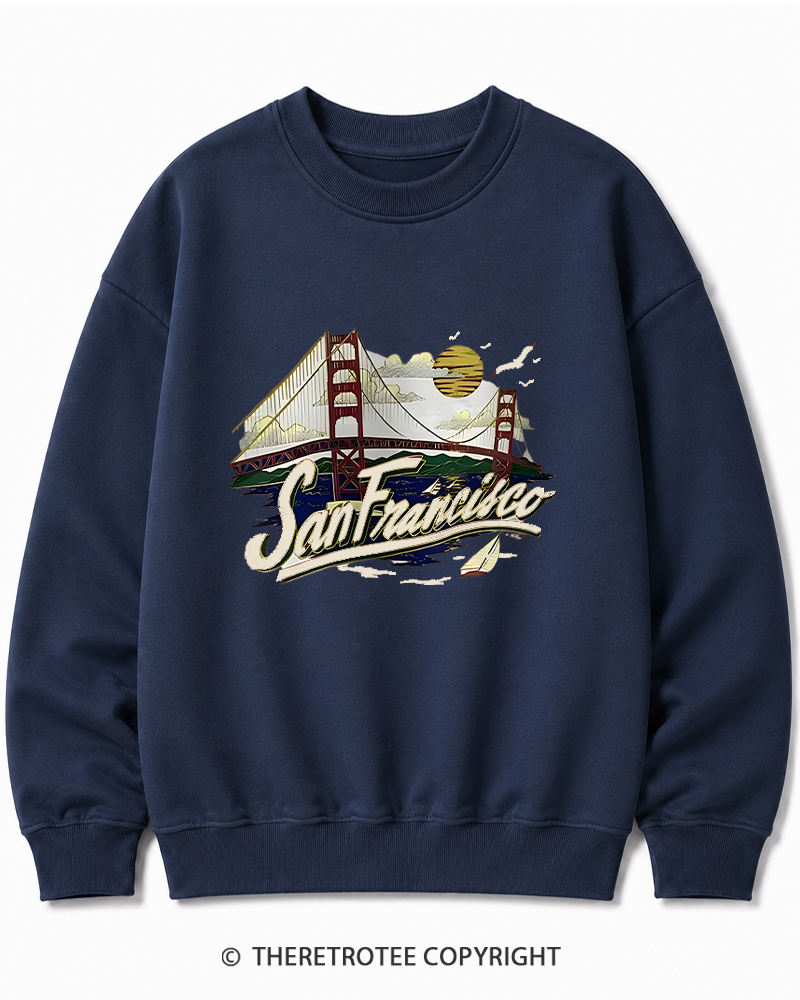 TheRetroTee Golden Gate Bridge 1980s Cotton Sweatshirt