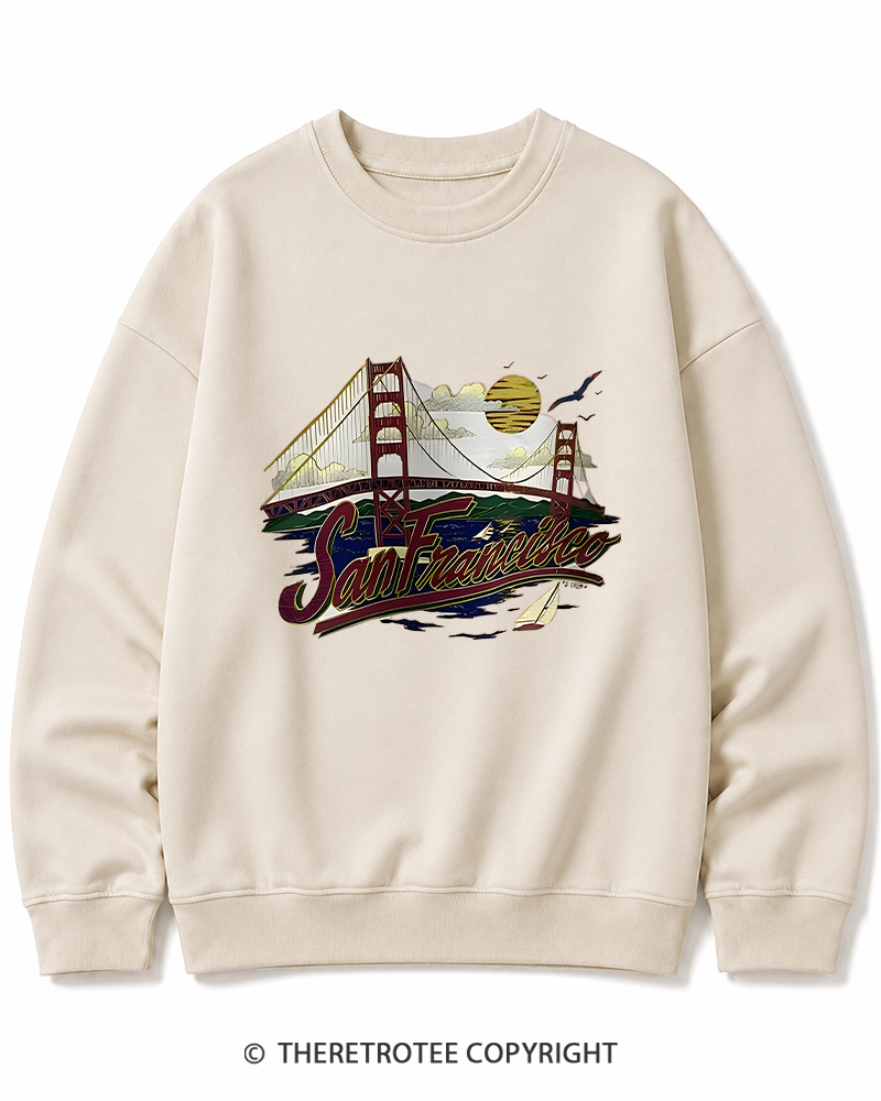 TheRetroTee Golden Gate Bridge 1980s Cotton Sweatshirt