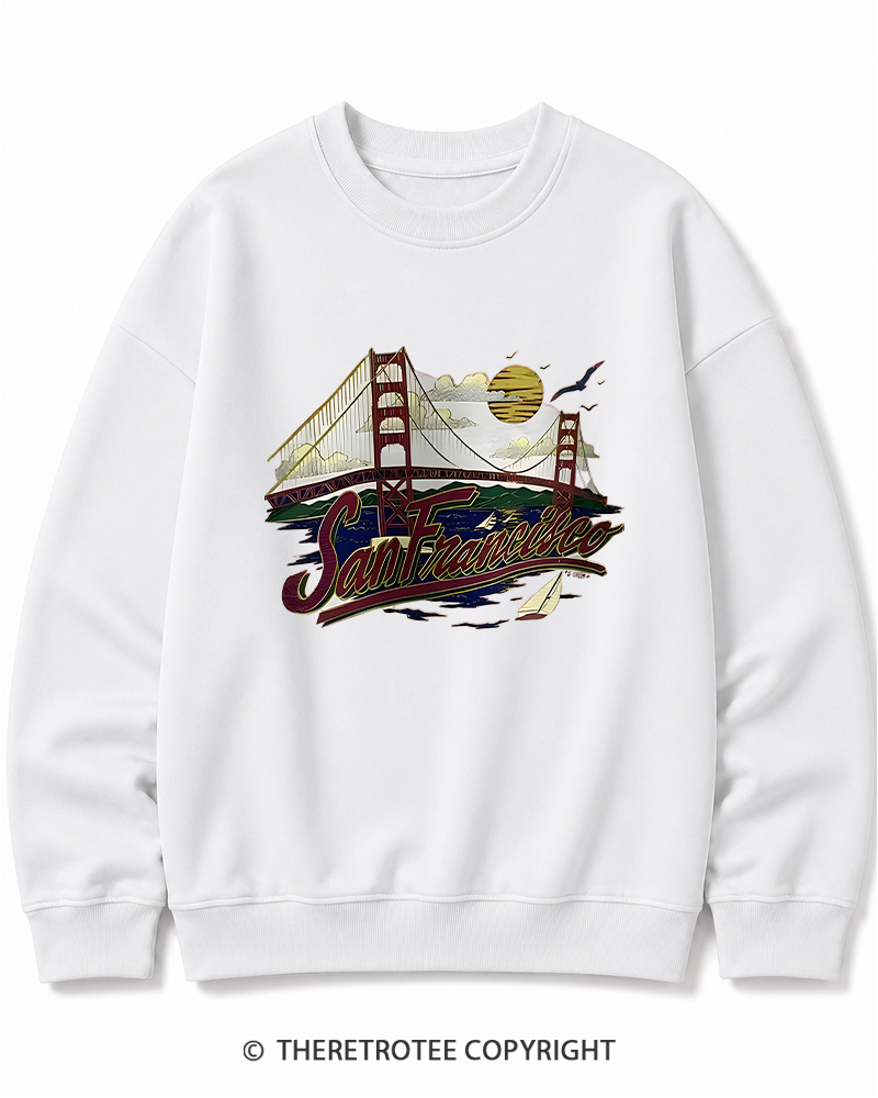 TheRetroTee Golden Gate Bridge 1980s Cotton Sweatshirt
