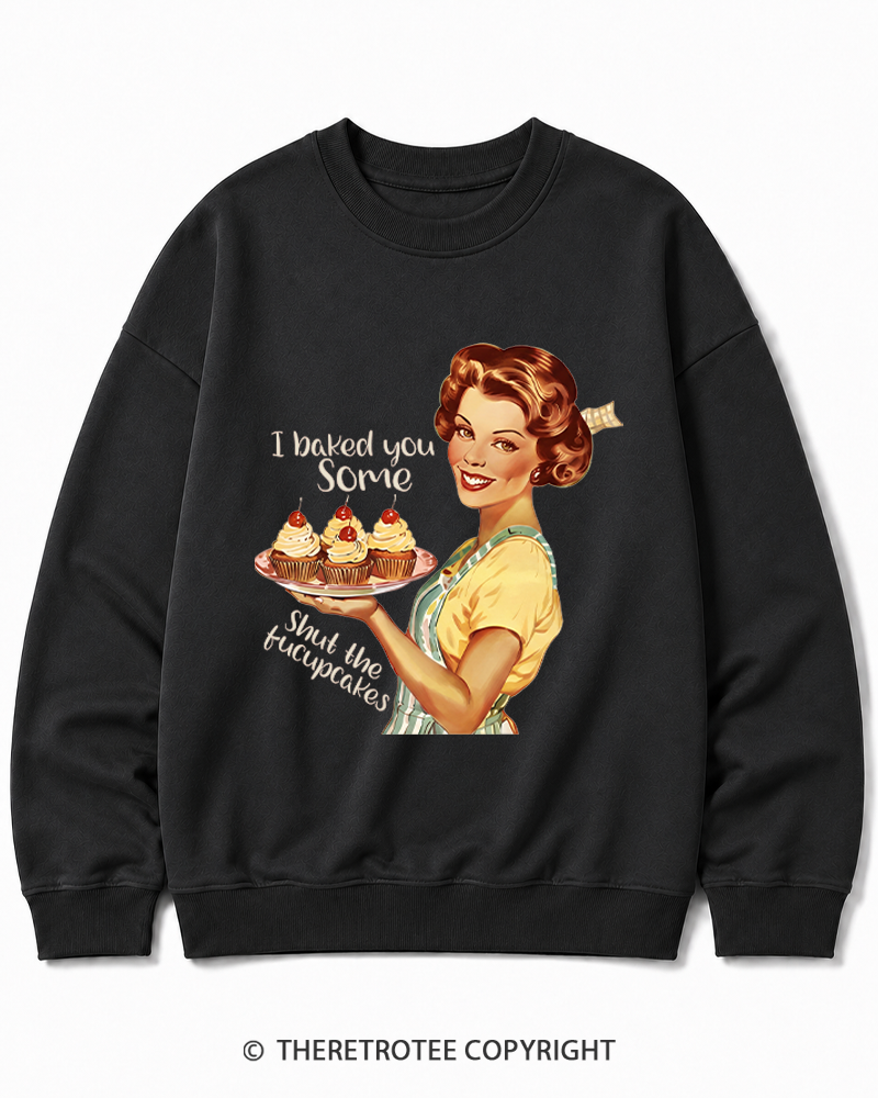 TheRetroTee Retro Sarcastic Housewife Sticker Cotton Sweatshirt