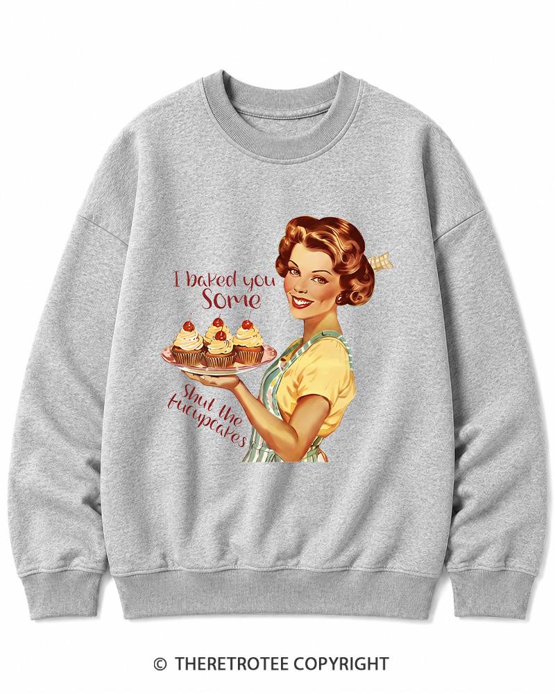 TheRetroTee Retro Sarcastic Housewife Sticker Cotton Sweatshirt