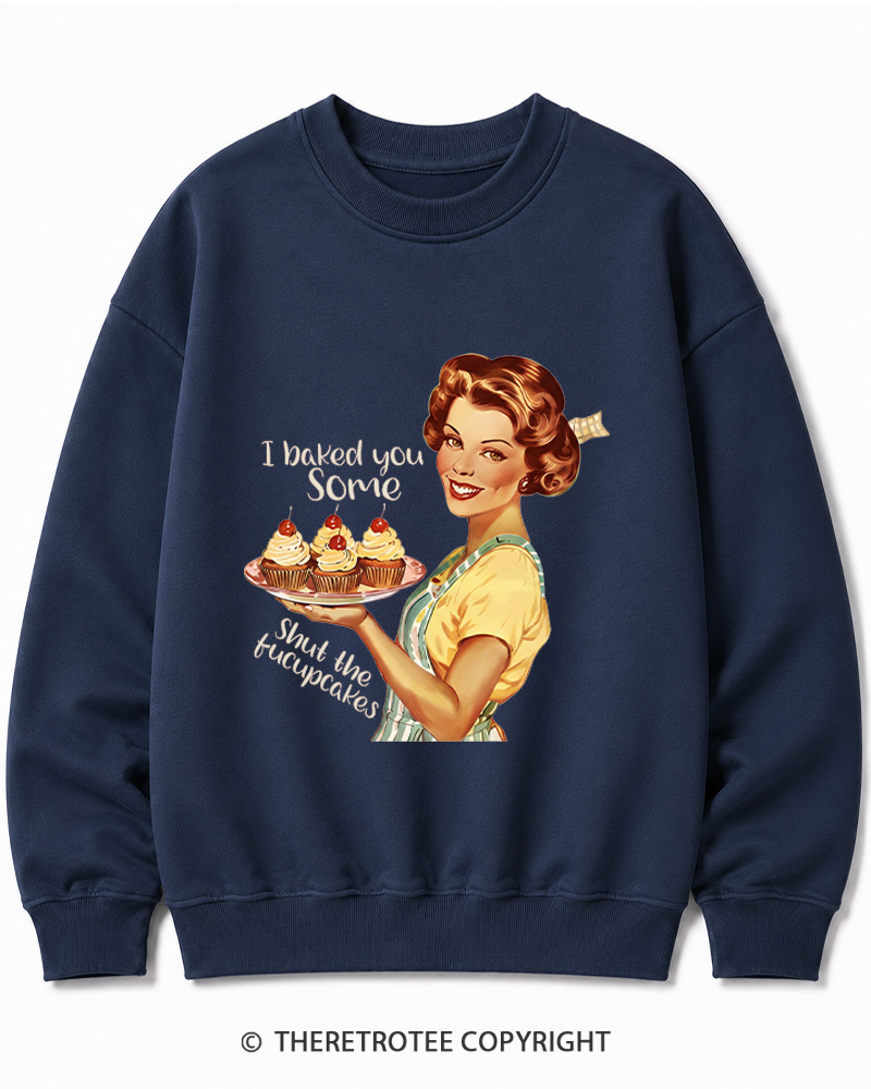 TheRetroTee Retro Sarcastic Housewife Sticker Cotton Sweatshirt
